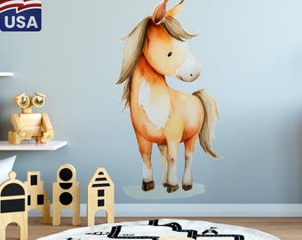 Watercolor Horse Wall Decal: Kids Nursery Playroom Decor