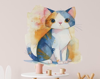 Cat Wall Decals - Nursery Kids Room Decals, Animal Sticker, Peel and Stick Removable Stickers