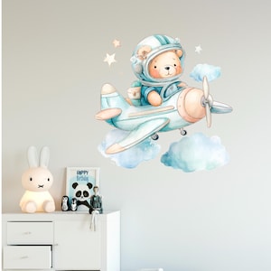 Airplane Wall Decal - Vinyl Wall Decal, Baby Animal Decal, Kids Wall Decal, Nursery Decal, Removable Wall Sticker, Vinyl Decal, Boho Decor