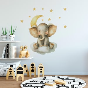 Elephant Art - Colorful Elephant Wall Decal - Perfect Elephant Gift, Nursery wall Art, Kids Room Sticker,  Safari Animal wall Decor