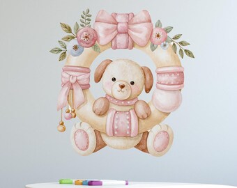 Puppy Wall Decals, Dog animal Stickers, Nursery Peel and Stick Decor
