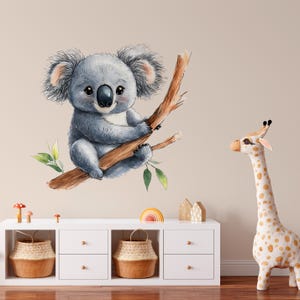 Cute Koala Wall Decal – Adorable Nursery & Kids&#39; Room Decor, Australian animals - Perfect Animal Gift kids wall art, baby nursery art