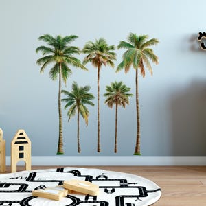 Tropical Palm Tree Wall Decals – Coastal Vibes Decor, Boho baby room wall art, Watercolor safari wall sticker, Baby Shower Gift