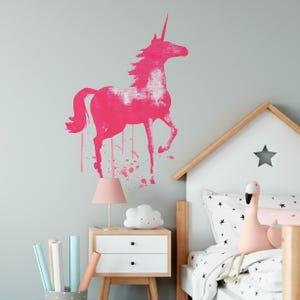 Watercolor Pink Unicorn Wall Decal - Peel & Stick Nursery Decor