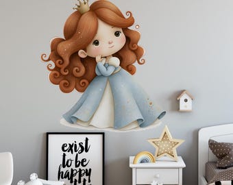 Princess Wall Decals - Boho Nursery Kids Room Decals, Girl Sticker, Peel and Stick