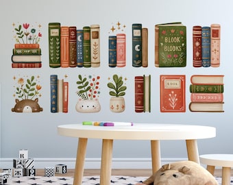 Books Wall Decals - Classroom Nursery Kids Room Decals, Educational Sticker, Peel and Stick