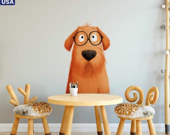 Watercolor Puppy Wall Decal - Boho Nursery Decor, Dog Lover Gift