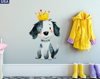 Watercolor Puppy Wall Decal – Removable Nursery Art, Kids Bedroom Decor