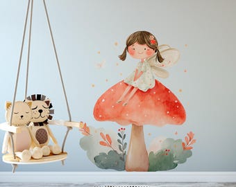 Boho Nursery Wall Decals - Magical wildflower garden floral and fairy wall decals, for a girl's nursery or bedroom, Peel and Stick Mural