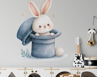 Bunny Wall Decals, White Rabbit Stickers, Nursery Peel and Stick Decor