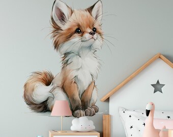 Fox Wall Decals - Boho Nursery Kids Room Decals, Animal Sticker, Peel and Stick
