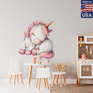 Watercolor Pink Unicorn Wall Decal: Peel & Stick Nursery Decor