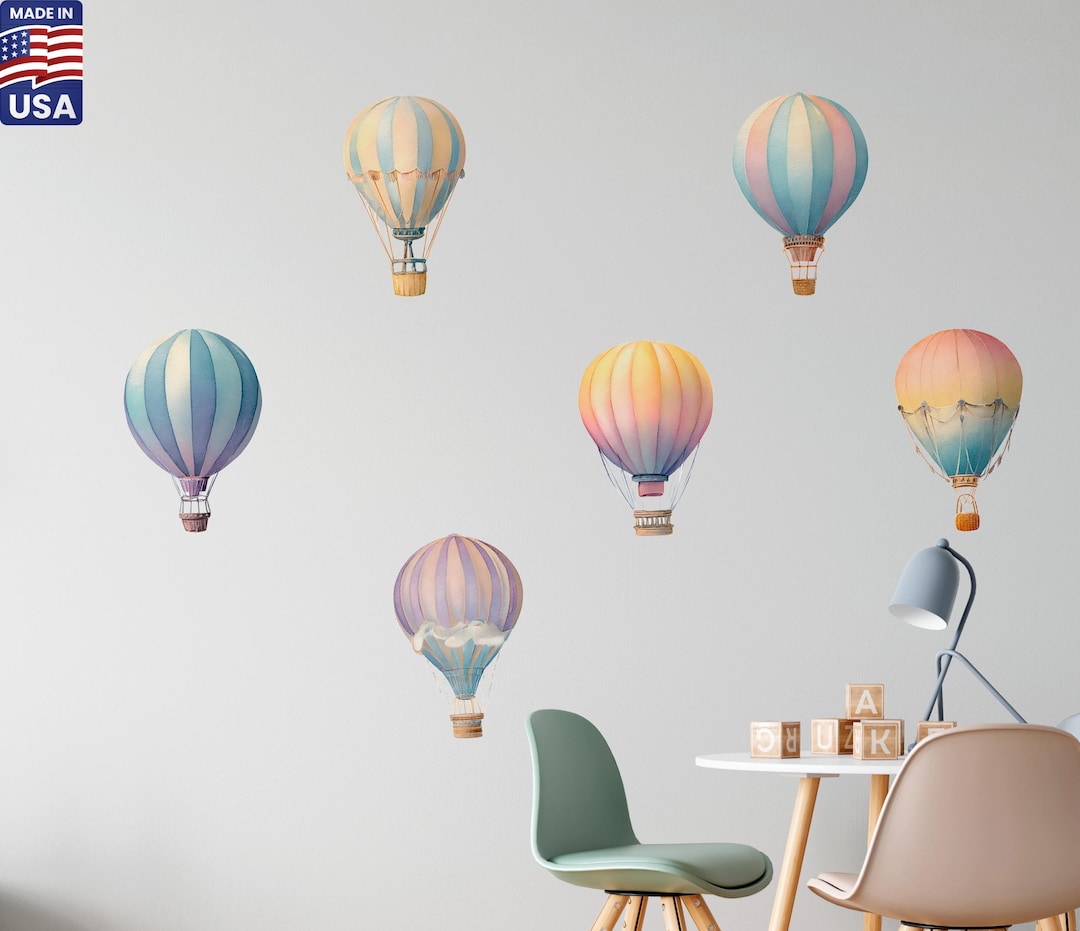 Hot Air Balloon Set Wall Decal Kids Room - Nursery Wall Decor - Etsy