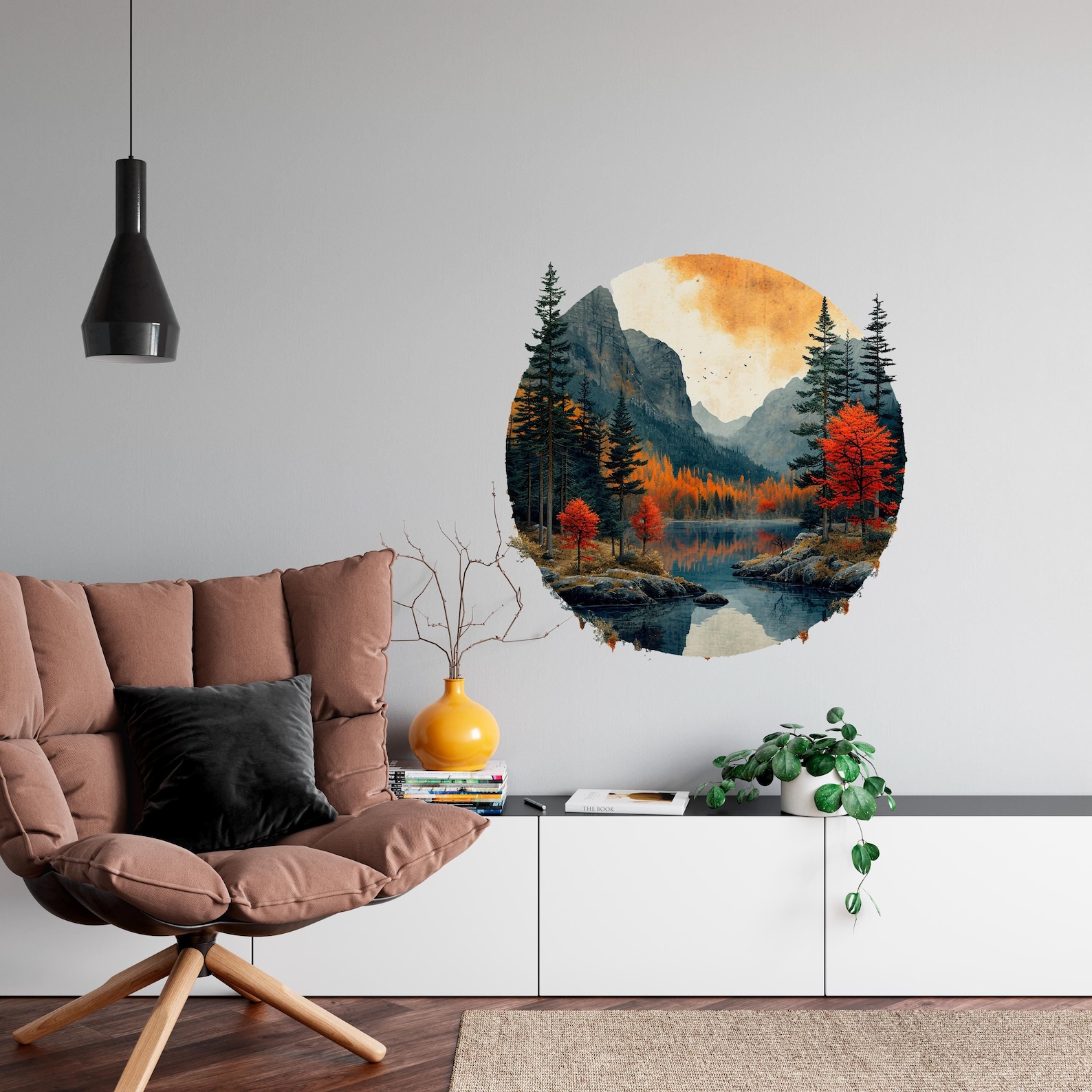 Nature Wall Decal - Boho Circle Sticker, Forest Removable Peel and ...