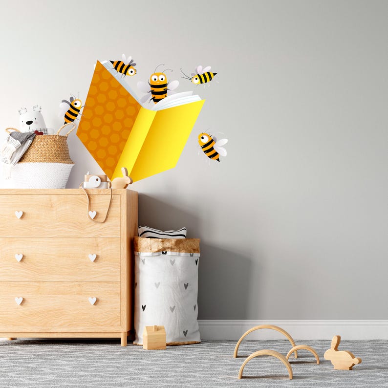 Honey Bees Reading A Book Wall Decals - Kids Room Decor, Wall Decal Art ...