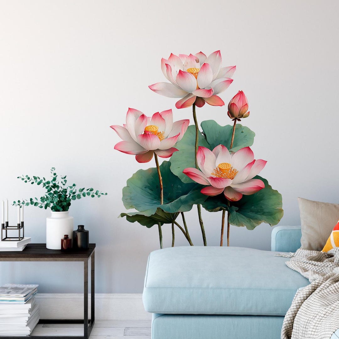 Lotus Flower Wall Decal – Boho Home Decor, Yoga Studio Art - Etsy