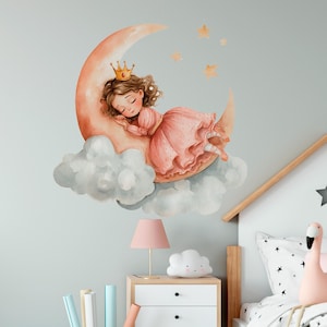 Girl Room WALL DECAL Girl Princess Crown Vinyl Decal, Sticker Cloud Custom Decals, Princess Decor Nursery, Baby shower gift for her