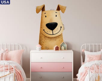 Watercolor Puppy Wall Decal - Boho Nursery Sticker, Dog Lover Gift