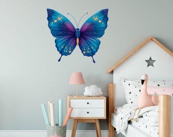 Adesivi Murali Con Pappagalli Ad Acquerello | Set Di 4 Pannelli 28x61 Cm Per Camera Bambini, Decalcomanie Rimovibili Con Uccelli E Farfalle - 2