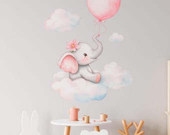 Elefant Wandtattoo - Ballon Kinderzimmer Aufkleber, Kinderzimmer Dekoration, Baby Wandkunst