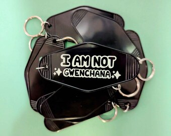 KPop Anime Meme I Am Not Gwenchana / Daijobu Hotel Keychain Glow Letters