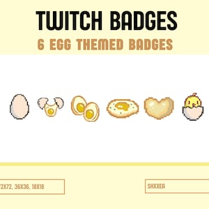 Pixel Twitch sub badges, Egg theme/ Yellow sub badges/ Twitch asset/ Pixel