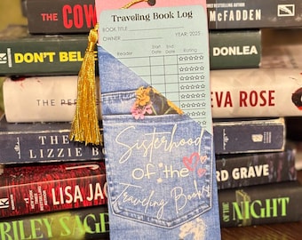 Traveling Book Bookmark | Reading Log with Denim Pouch