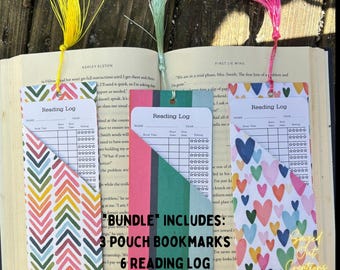 Bookmark Pouch + Reading Log & TBR Log Bookmarks || Colorful *BUNDLE*