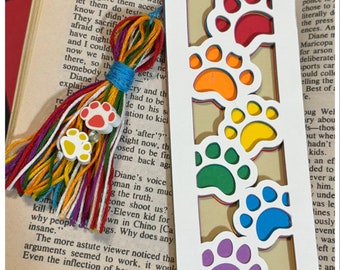 Paw Print Bookmark: Rainbow Primary