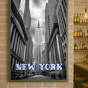 New York City Skyline Art Print, Urban Decor, Travel Wall Art, NYC Poster Gift, Vintage Cityscape Print