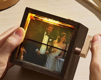 Custom Photo Flipbook Frame Animation Machine Hand-cranked Flipbook Box Photo Album with Light Anniversary Gifts