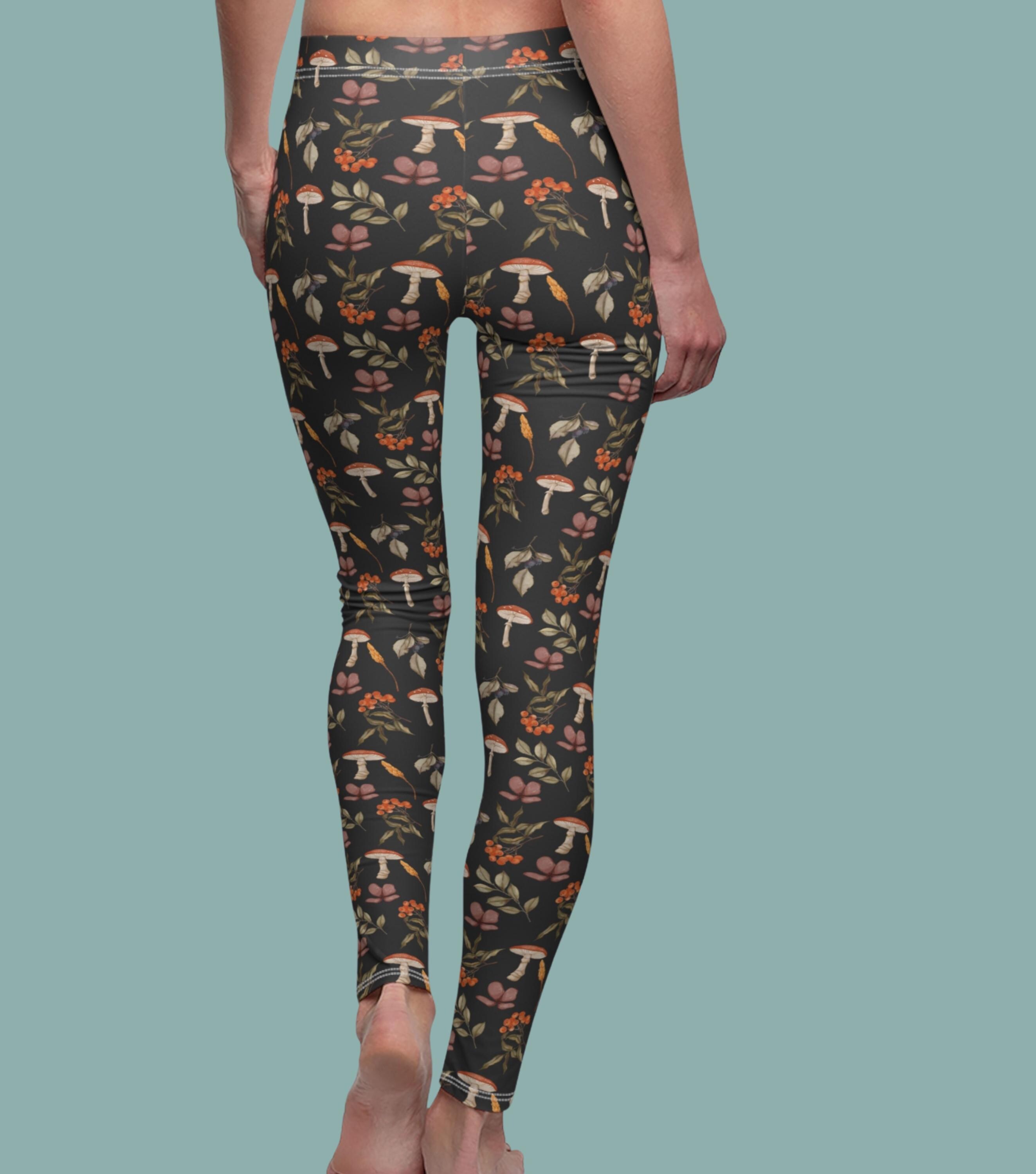 Cottagecore Leggings,mushroom Printed Leggings,women's Fashion Pants ...