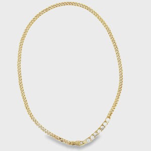 Collier tennis à maillons cubains en or 18 carats, collier tennis, collier CZ, collier diamant, cadeau bijoux de mariée, cadeau pour elle, cadeau d'anniversaire