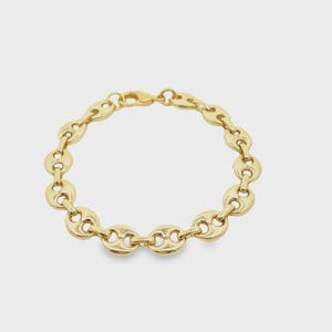 18K Gold Filled Mariner Link Chain Bracelet - 8mm Puffed Design