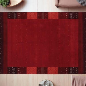 Handloom loribaft Gabbeh Red color Wool Rug Handwoven, hand knotted high pile Rug, traditional weave Rug Bohemian Rug  Custom Rugs
