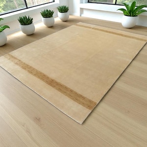 Handloom loribaft Gabbeh Beige Color Wool Rug Handwoven, hand knotted high pile Rug traditional weave Rug Bohemian Rug Custom Rugs hand made