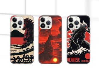 Japanse hagedis telefoonhoesje King of Monsters Cover voor iPhone 15Pro, 14, 13, 12, 11, Google Pixel 8, 7A, 6A, Samsung Galaxy S24Ultra, S23fe,