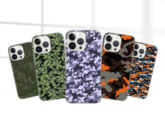 Camo Handyhülle Militär tarnfarben passend für iPhone 15 Pro Max, 14 Plus, 13, 12, 11, XR, XS & Samsung S23, S22, A54, A53, Pixel 8, 7