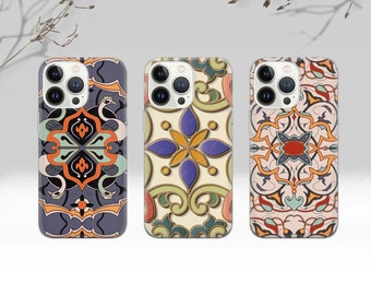 Vintage Mosaic Charm Phone Case Mosaic Tiles Cover for iPhone 15Pro, 14, 13, 12, 11, Google Pixel 8, 7A, 6A, Samsung Galaxy S24Ultra, S23fe,