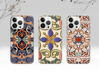 Coque de portable mosaïque vintage pour iPhone 15Pro, 14, 13, 12, 11, Google Pixel 8, 7A, 6A, Samsung Galaxy S24Ultra, S23fe