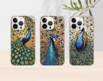 Art Deco Phone Case Mosaic Peacock Cover for iPhone 15Pro, 14, 13, 12, 11, Google Pixel 8, 7A, 6A, Samsung Galaxy S24Ultra, S23fe, S22, A54,