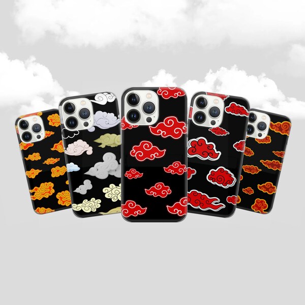 Akatsuki Cloud Phone Case Red Cloud Cover fit for iPhone 15 Pro Max, 14 Plus, 13, 12, 11, XR, XS & Samsung S23, S22, A54, A53, Pixel 8, 7