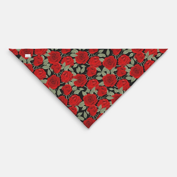 Red Roses Dog Bandana, Kentucky Derby Dog Bandana, Floral Dog Bandana, Valentine's Day