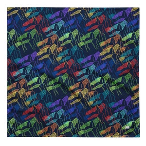 Mountain Silhouette Bandana Multicolored Gift for Mountain Lover Blue