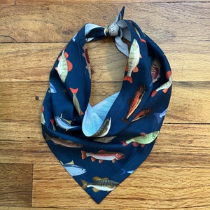 Fish Dog Bandana Blue Trout Dog Bandana Fishing