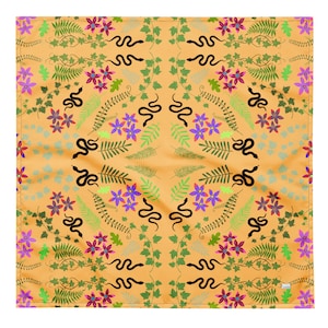 Snakes and Nightshade Bandana Halloween Floral Scarf Woodland