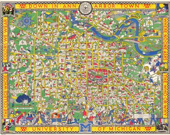 University of Michigan Map 1920 High Resolution Digital Download