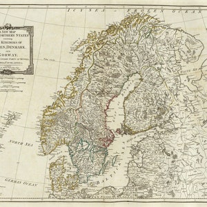 Karte von Skandinavien 1794 hochauflösender digitaler Download