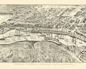 Map of San Pedro CA 1905 High Resolution Digital Download