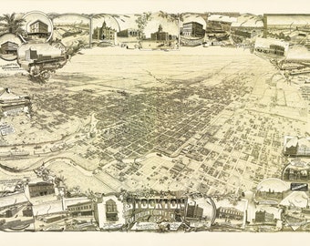 Map of Stockton CA 1895 High Resolution Digital Download